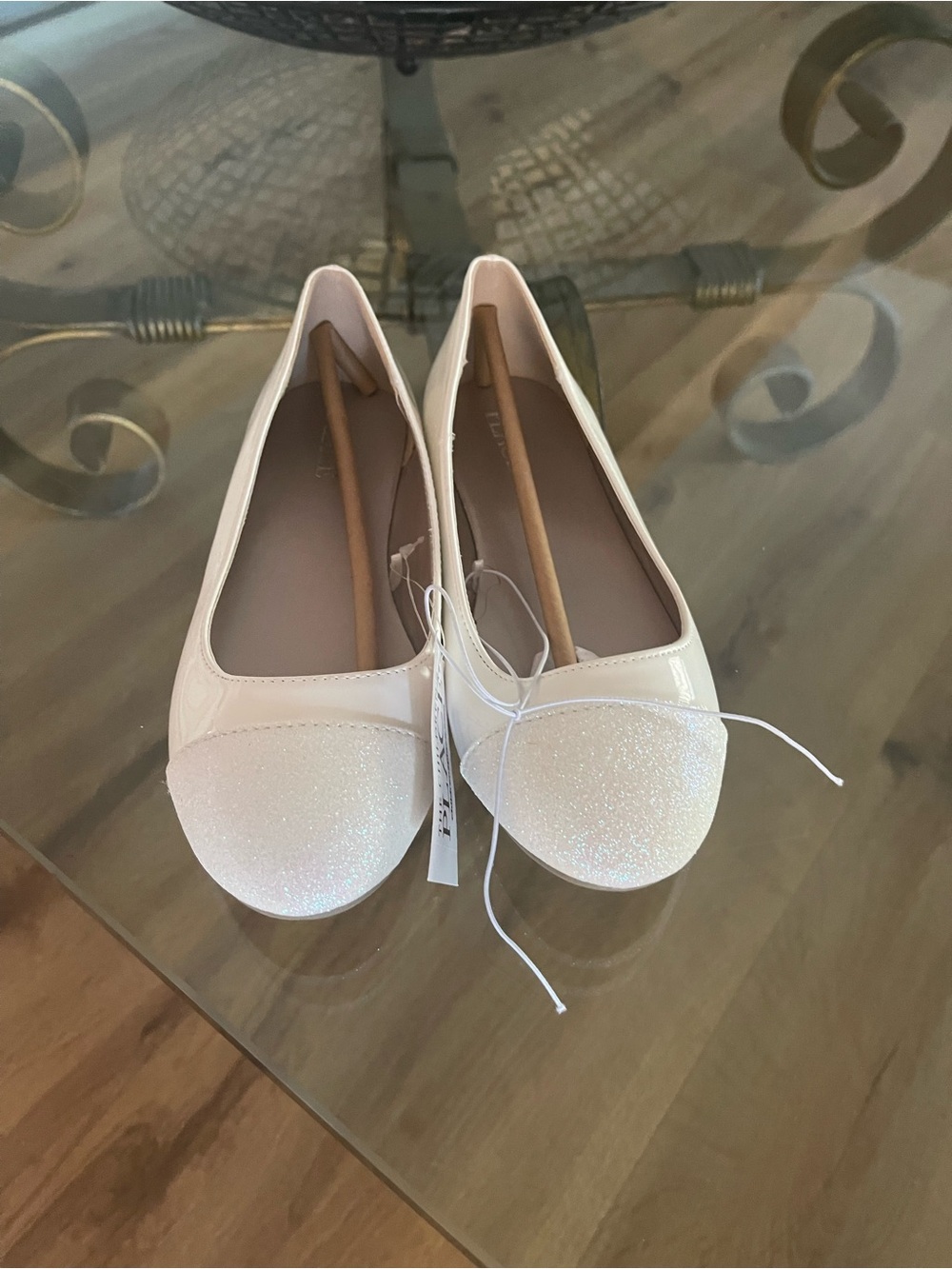 The Children's Place Ivory Glitter Cap-Toe Ballet Flats